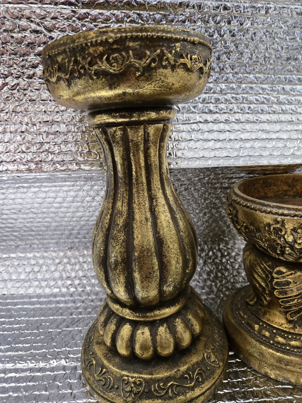 Antique Gold Decorative Candle Holders Set - Home Accents